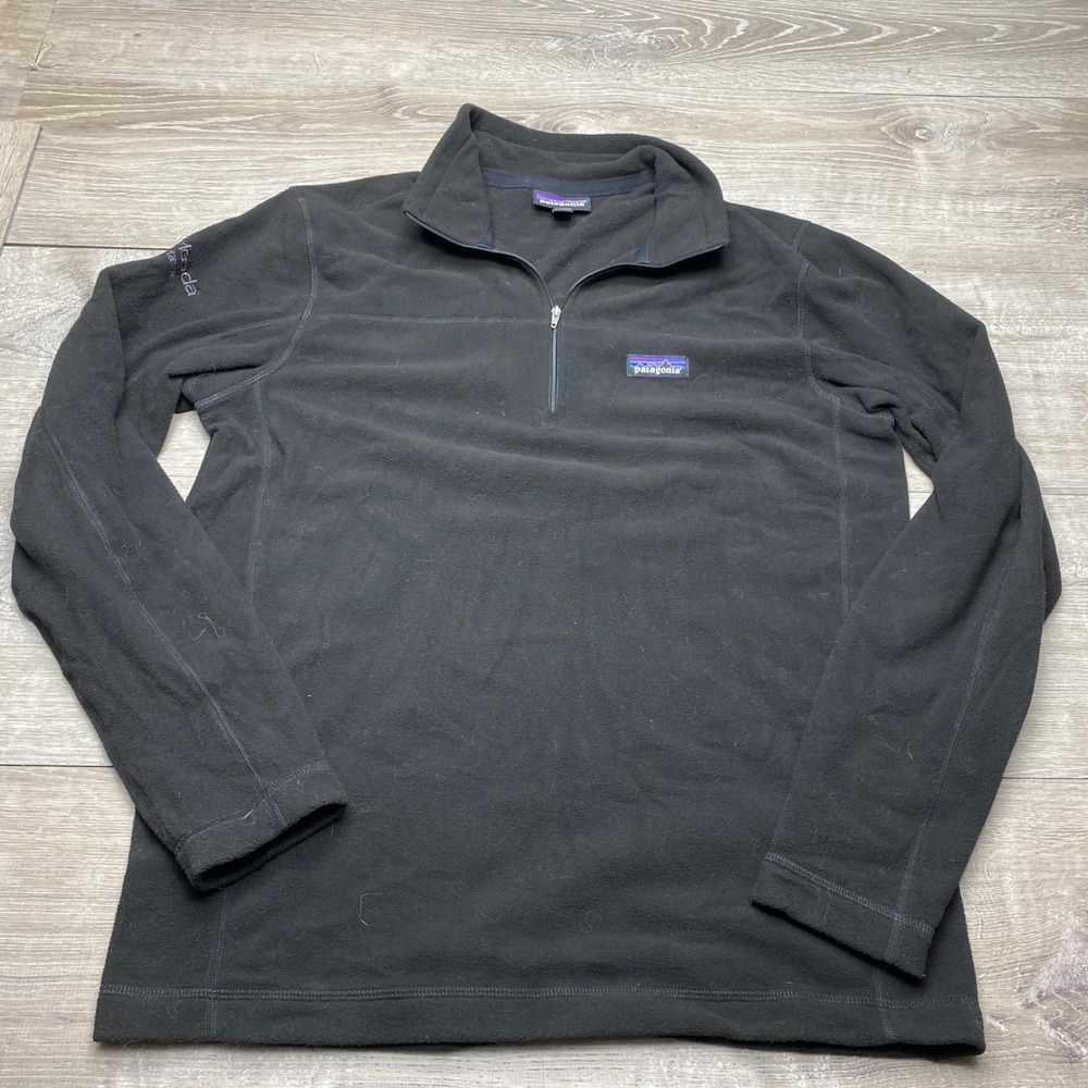 Patagonia Shirt Micro D 1/4 Zip Mens Medium Black Polyester Fleece Pullover